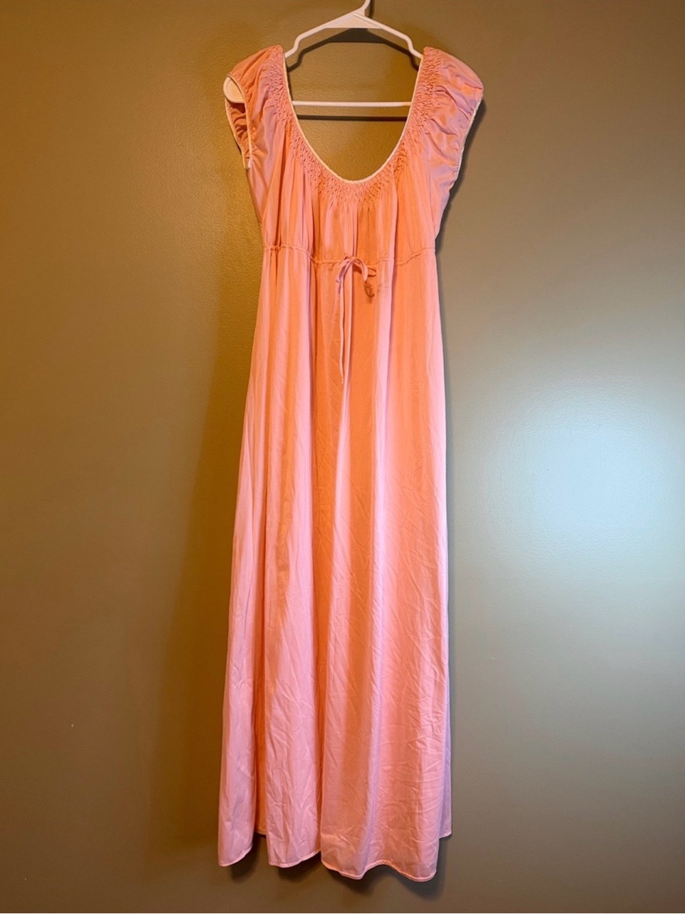 Vintage 80’s Linda Ling Baby Doll Pink Maxi House Dress
